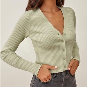 New Reformation Gilda Rib Cardigan